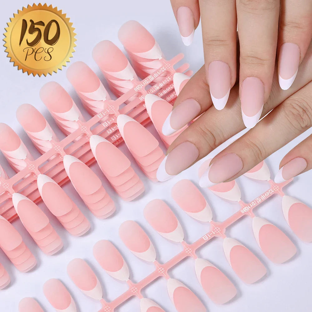576PCS Colorful Press-On Fake Nails Set – Black & Red Oval/Square Short Full Cover Nail Tips for Salon-Style Nail Art