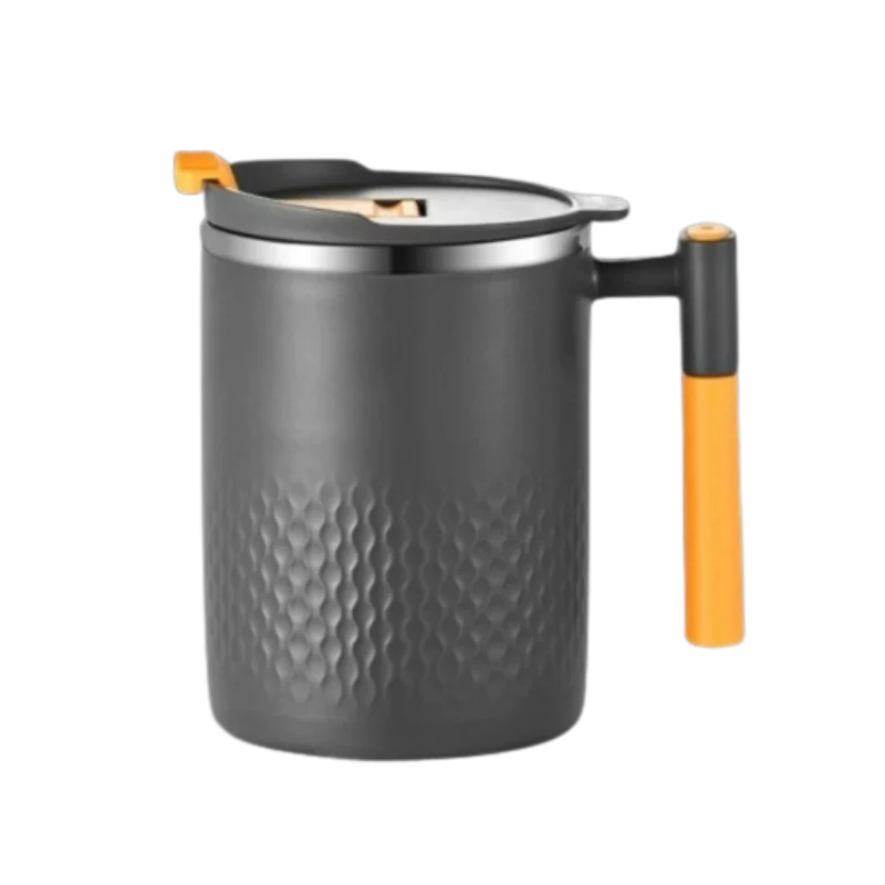 Portable Double-Layer Coffee Mug – 304 Stainless Steel with Handle and Cover | Leak-Proof Thermos Cup