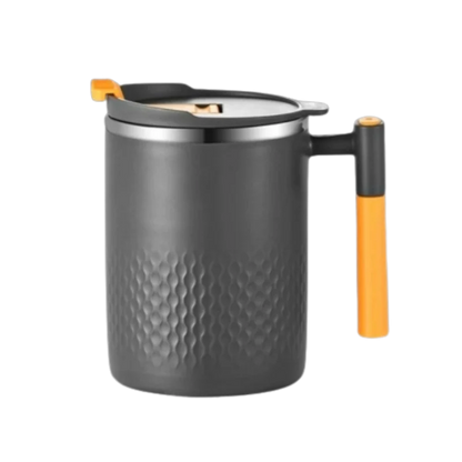 Portable Double-Layer Coffee Mug – 304 Stainless Steel with Handle and Cover | Leak-Proof Thermos Cup