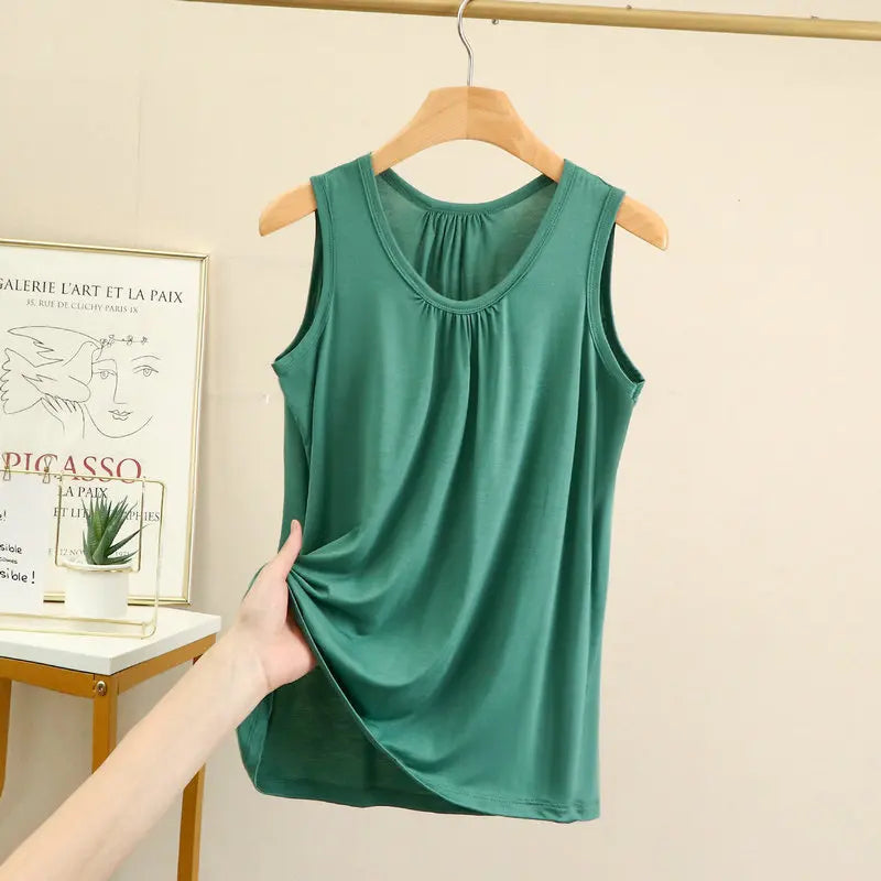 Women’s Plus Size Modal Tank Top - Loose Fold Sleeveless Summer Vest Shirt XL-6XL Casual Homewear