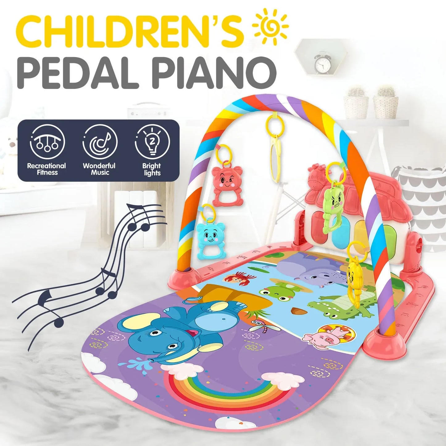Children’s Pedal Piano — Early Education Music Toy with Light-Up Crawling Mat for Baby Music & Fitness