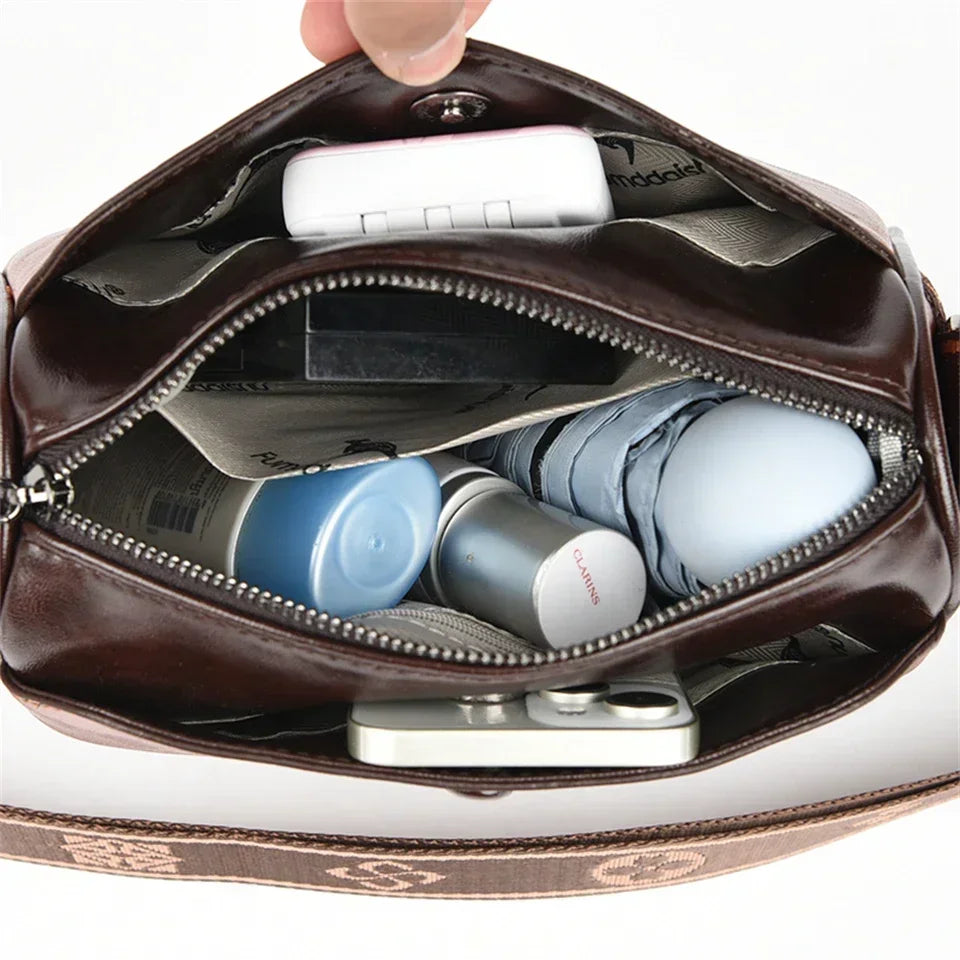 Women’s Soft Leather Shoulder Bag – Luxury Designer Vintage Crossbody & Messenger Handbag