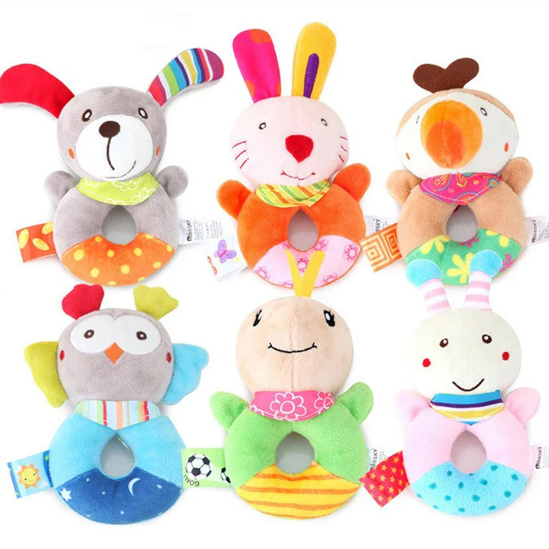 Baby Plush Rattle Crib Mobile – Cartoon Animal Bed Bell Toys for 0-12 Months, Infant Toddler Early Educational Newborn Gift