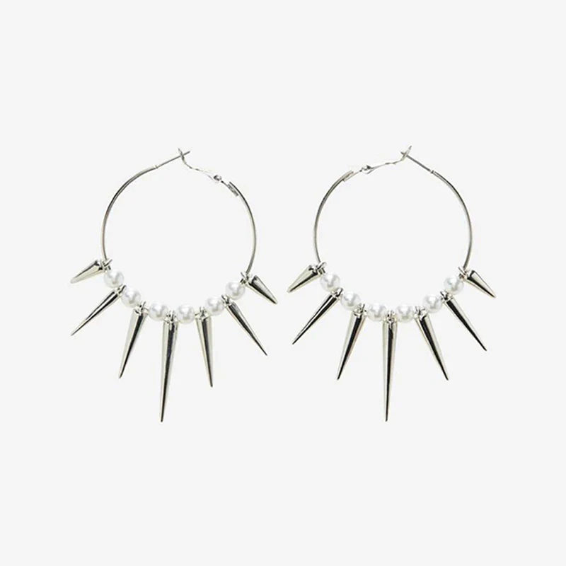 Grunge Rock Rivet Hoop Earrings – Cool Hip Hop & Punk Earrings for Women, E-Girl Fashion Korean Jewelry