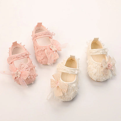Baby Girl Princess Bow Flats - Soft Sole Petal Walker Shoes for Newborns & First Walkers