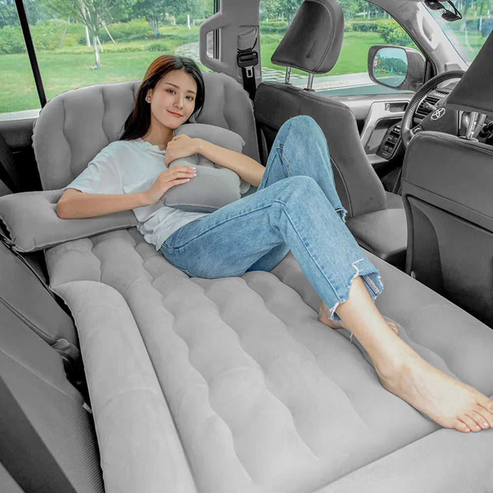 New Car Inflatable Bed: PVC and Flocking Air Travel Mattress for Most Small Cars - Comfortable Beige, Black, and Gray Options for Adults on-the-Go!