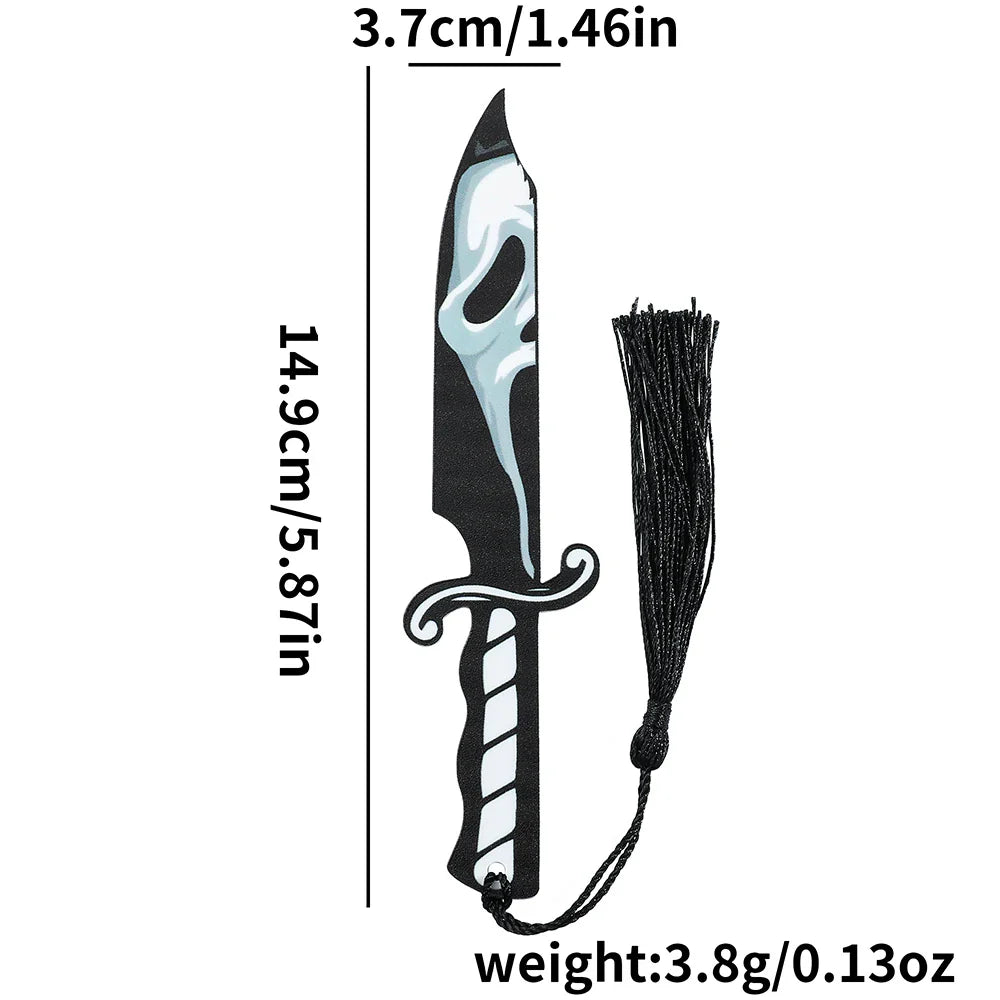 Horror Movie Fan Bookmark — Knife-Shaped Acrylic Bookmark with Tassel for Study & Reading