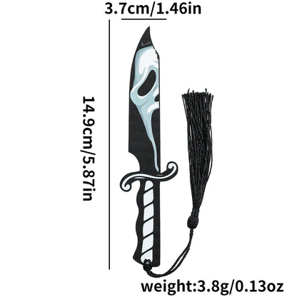 Horror Movie Fan Bookmark — Knife-Shaped Acrylic Bookmark with Tassel for Study & Reading