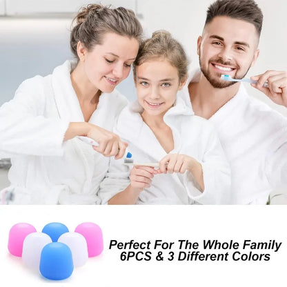 6-Pack Silicone Toothpaste Caps with Squeezer Dispenser & Organizer Box – Reusable Toothpaste Cover for Kids & Adults