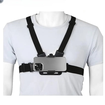 Phone Holder Chest Strap Mount – Compatible with GoPro Hero, Insta360 R/X2, DJI OSMO, GoPro, SJCAM, EKEN Action Cameras