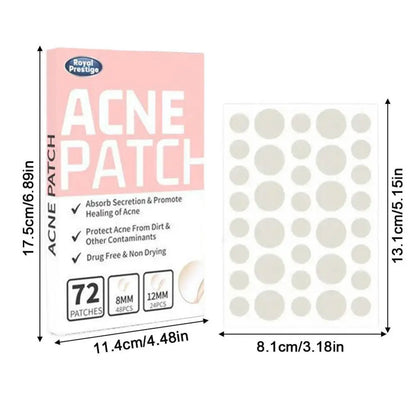 72pcs Invisible Anti-Acne Pimple Patches – Hydrocolloid Waterproof Spot & Mark Repair Stickers