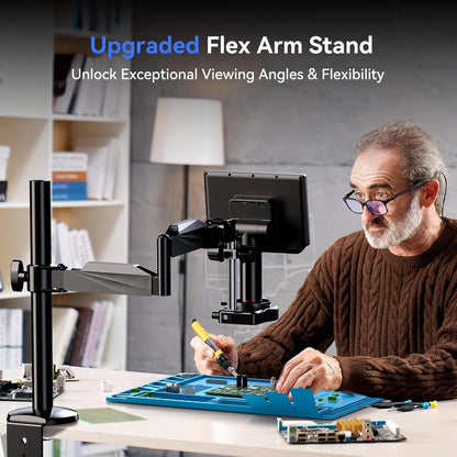 TOMLOV TM4K-AF 4K Digital Microscope – 2000X Autofocus HDMI Microscope with 8" Display & Flex Arm for Electronics & Phone Repair