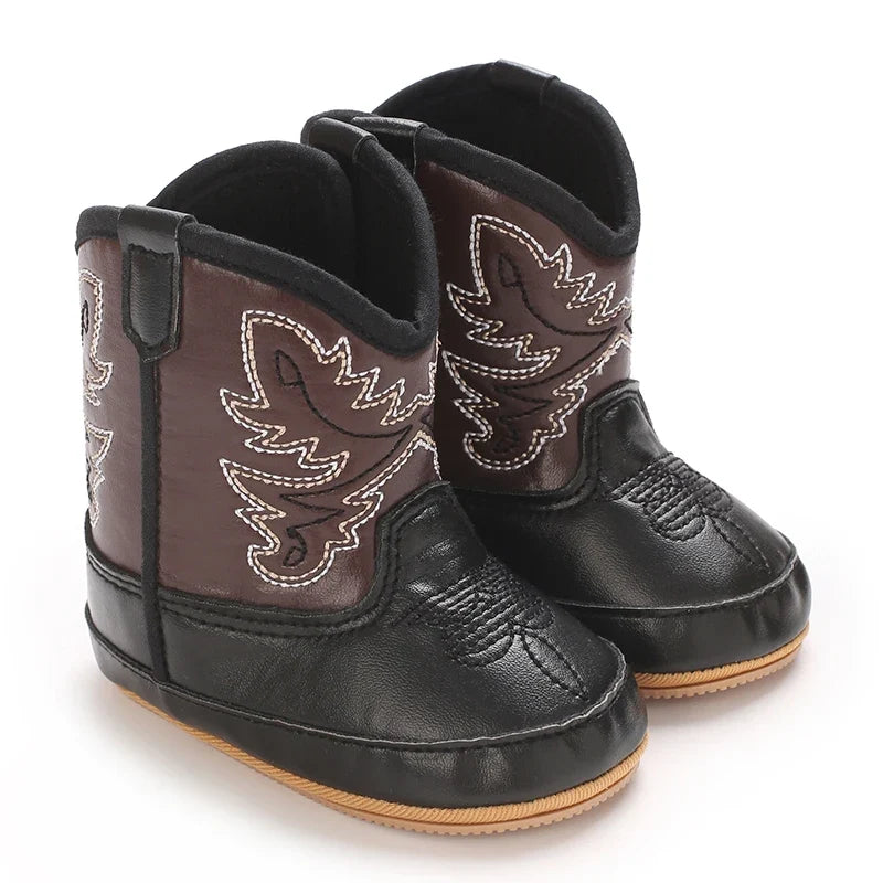 Western Denim Baby Winter Boots - Warm Casual First Walker Shoes for Boys & Girls 0-18 Months