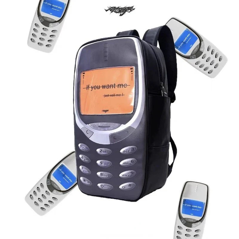 2025 Vintage Telephone Bag – Y2K Aesthetic High-Capacity Streetwear Backpack for Women & Men