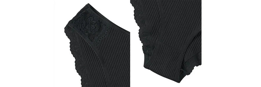 Floral Lace Cotton Women’s Panties - Comfortable Briefs, Solid Color Underwear, 3PCS/Set, Sizes M-XXL