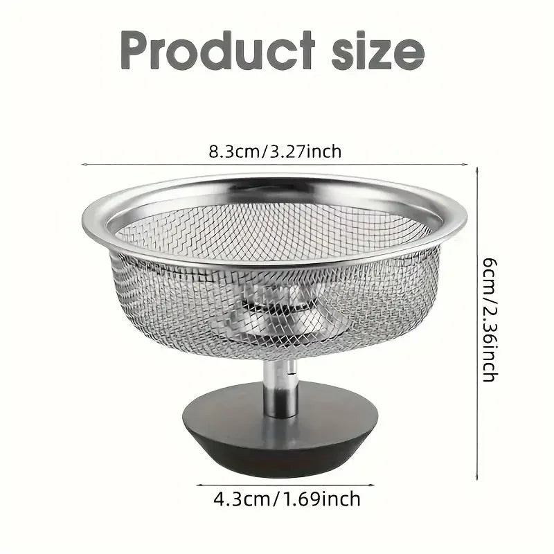 Kitchen Sink Strainer Set - Stainless Steel Mesh Drain Basket with Handle & Stopper