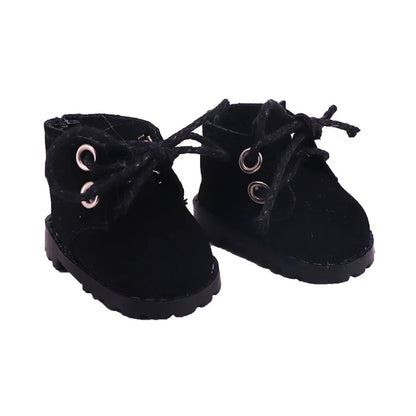 3.8cm Doll Shoes for 17cm Labubu Doll — Solid Color Lace-Up Canvas PU Shoes, Doll Clothing Accessories & Girl’s Toy Gift