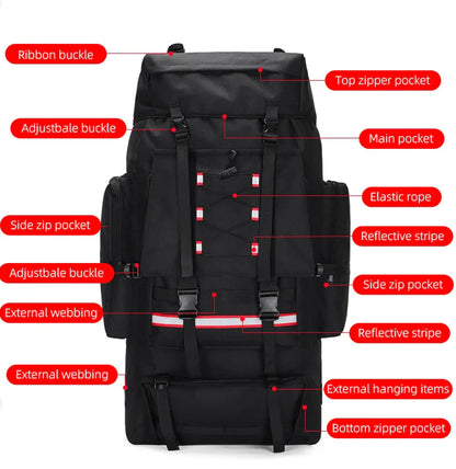 130L Hiking & Camping Backpack - Large Molle Trekking Rucksack for Men, Outdoor Travel & Sports Bag