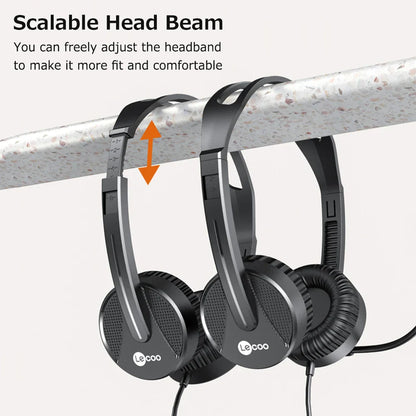 Lenovo Lecoo HT106 Wired Headset – 3.5mm Head-Mounted with Adjustable Mic for Calls, Online Teaching & Web Conferences