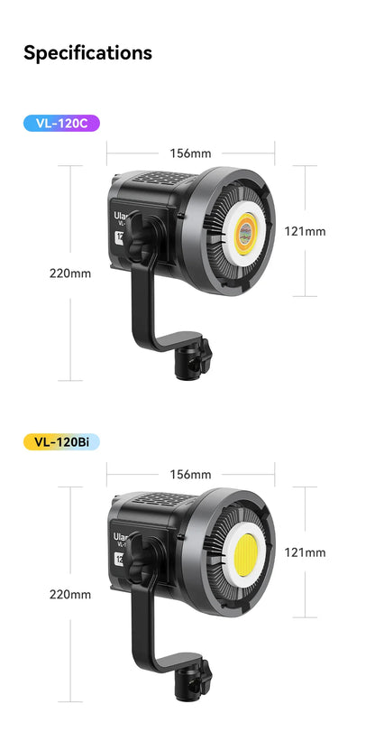 Ulanzi VL-120Bi VL-120C 120W V-Mount COB Light – Wireless APP Control, 2700K-6500K Video Light for Skit Video Photography