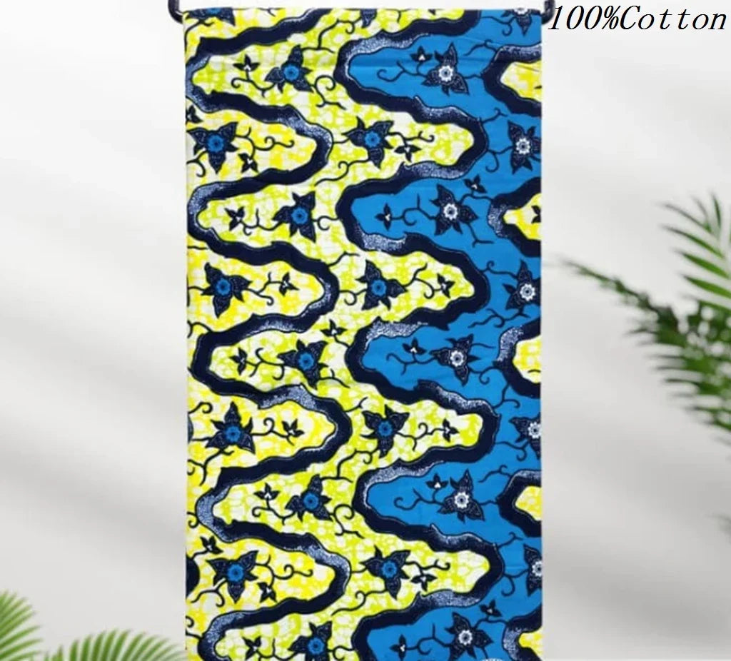 African Ankara Wax Print Fabric - 100% Cotton Batik Material for Sewing & Wholesale 6 Yards