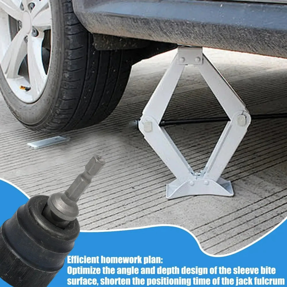 Scissor Jack Adapter Socket — Universal Chrome Vanadium Steel Tool for Electric Impact Drill & Car Jack Lifting