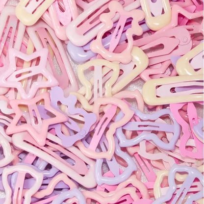 Light Pink Girls’ Hair Clips - Heart & Bow-Shaped Mixed Pack, 10–30 Pieces