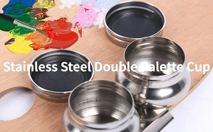 Stainless Steel Paint Dipper Palette Cup – Single/Double Oil & Solvent Container with Screw Cap for Artists