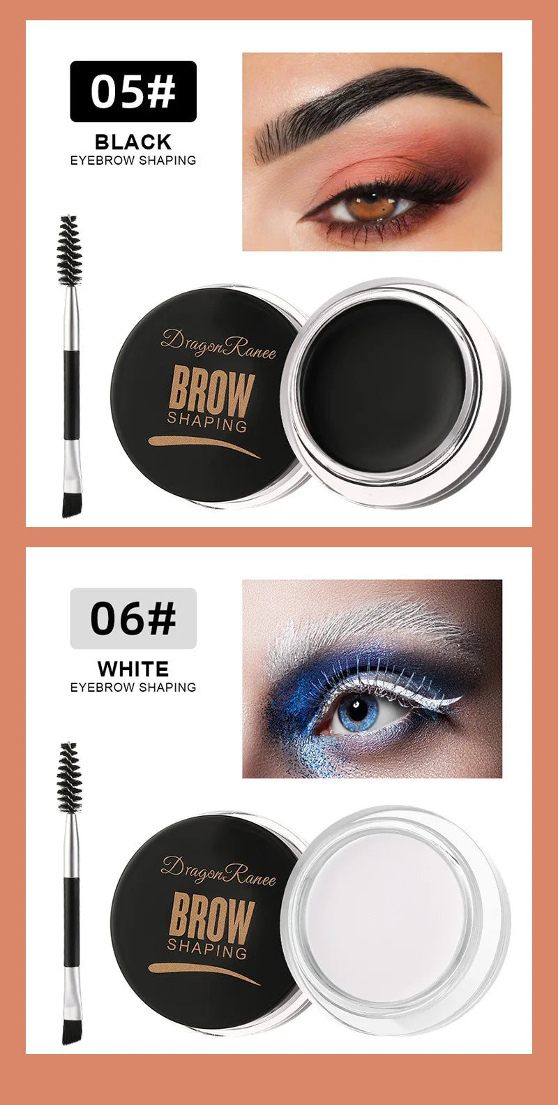 Matte Eyeliner & Eyebrow Cream Gel – Waterproof, Long-Lasting Brow Contouring Cream in Brown & Black for Wild Brows & Concealer
