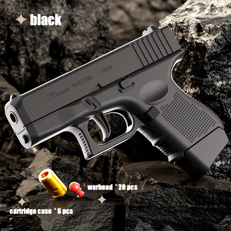 Mini G26 Pocket Toy Gun with Continuous Shell Ejection – Soft Bullet Blaster Airsoft Model Pistol with Blowback Action, Educational Shooting Toy
