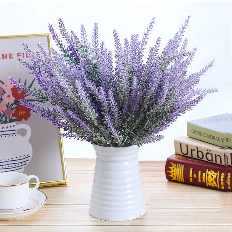 10 Bundles Artificial Lavender Flowers – Faux Floral Bouquet for Home, Garden, Wedding & Room Decoration