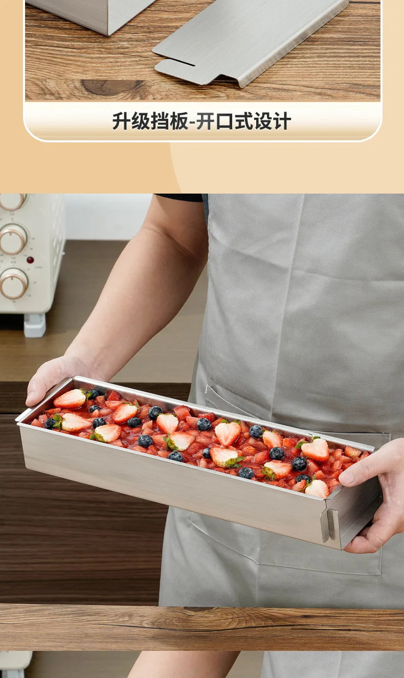 Tiramisu Removable Cake Mold Set — Stainless Steel Stand, Long Tray & Shovel Tool for Baking, Kitchen Accessories