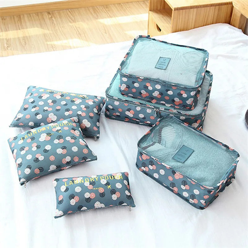 6PCS Travel Storage Bag Set – Clothes Organizer, Wardrobe Pouches & Packing Cubes for Suitcases