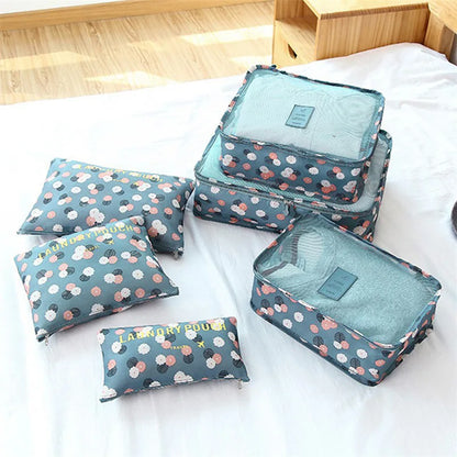 6PCS Travel Storage Bag Set – Clothes Organizer, Wardrobe Pouches & Packing Cubes for Suitcases
