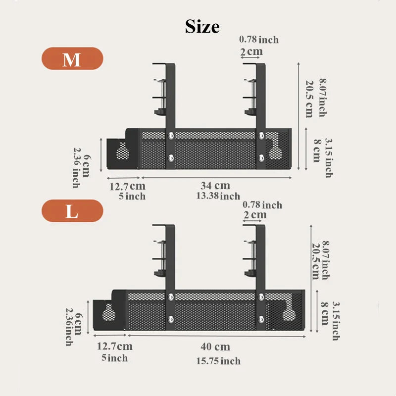 No-Drill Extendable Under Desk Cable Management Tray | Retractable Power Strip & Cord Holder with Clamp