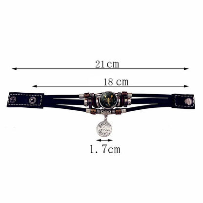 Luminous 12 Constellation Vintage Bracelet - Braided Punk Leather Glow-in-the-Dark for Men & Women, Birthday Gift