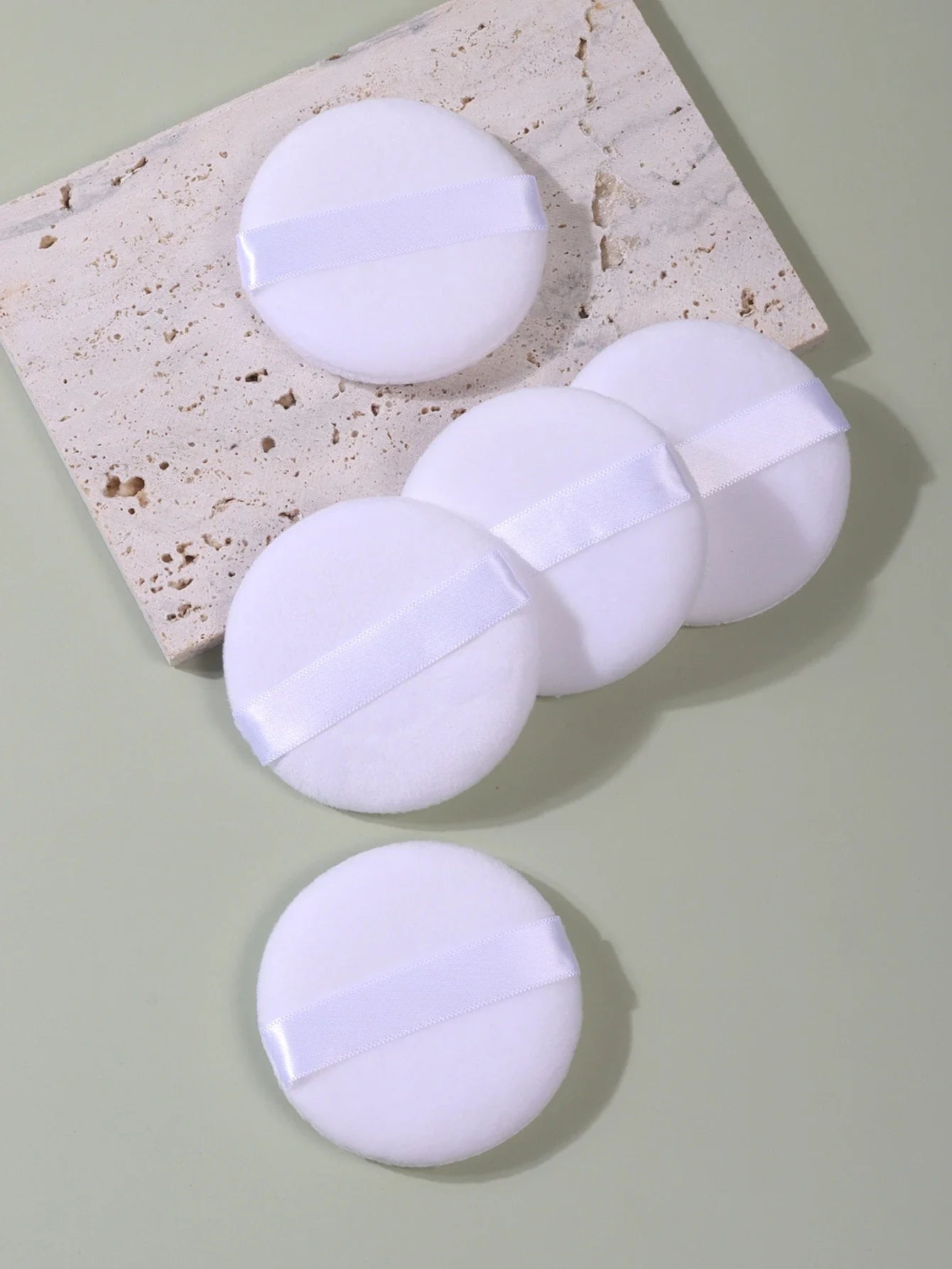 2/5/10/20PCS White Round Powder Puffs – Portable High-Grade Makeup Applicators for Base & Setting