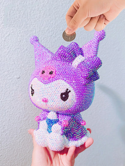 Hot Sale DIY Anime Piggy Bank – Cartoon Melody & Hello Kitty Diamond Stick Figurine Model Gift Statue Doll
