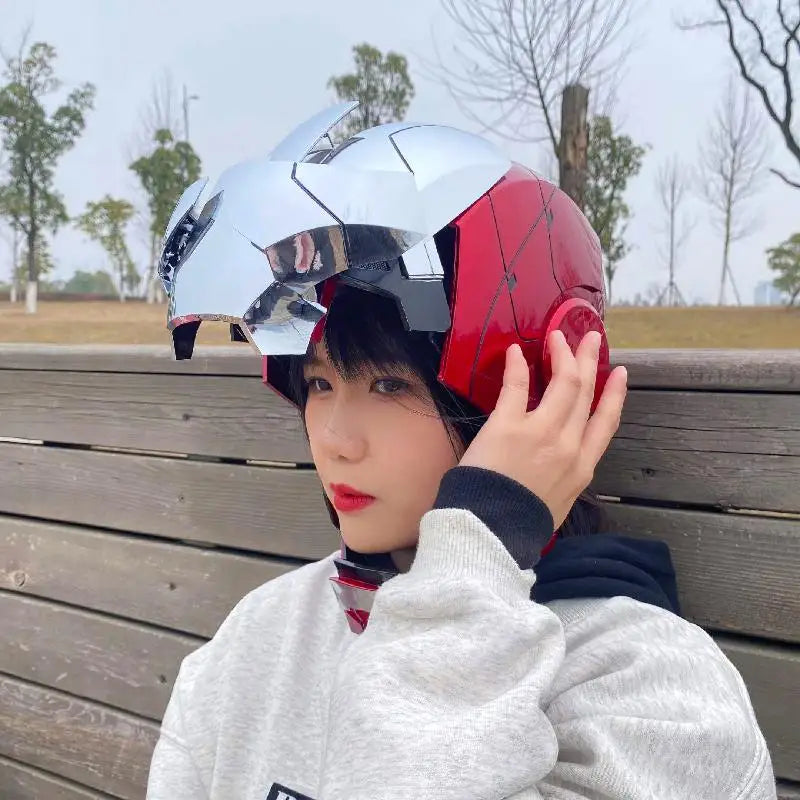 1:1 Iron Man Helmet Mk5 to Mk50 – Avengers War Machine Cosplay with Electric Open/Close, English Voice & Remote Control, Christmas Gift Toy