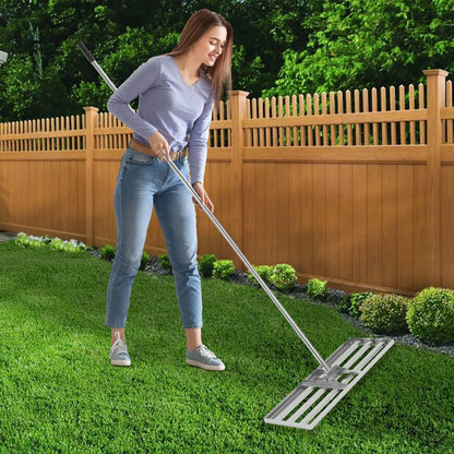 Professional Adjustable Lawn Rake – 50-180cm Handle, 180° Rotating Soil & Grass Leveling Tool for Perfect Turf 🌿