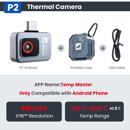 1112°F P2 Thermal Camera - Handheld Infrared Imager for Car Diagnostics, Machine Repair, HVAC & Home Inspection