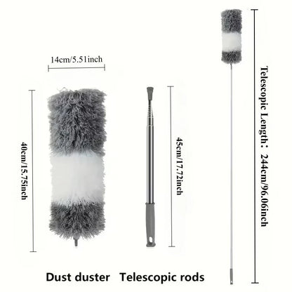 Extendable Microfiber Duster - Retractable Washable Dust Brush for Ceiling & Home Cleaning