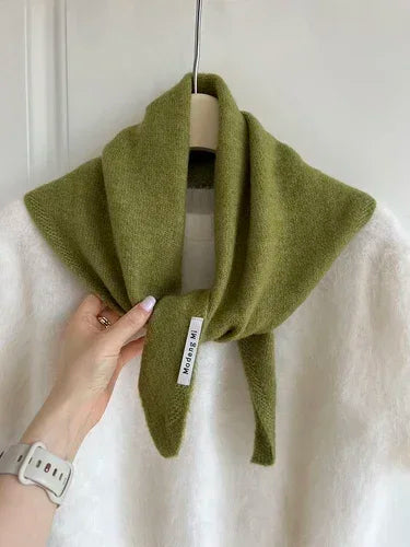 British Korean Style Wool Knitted Triangular Scarf – Multi-Functional Headscarf, Warm Knit Scarf for Women
