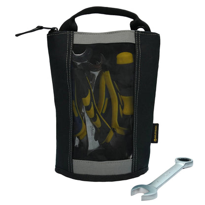 MELOTOUGH Canvas Tool Pouch | 2-Pack Zipper Bags with Mesh Window & Hanging Grommets