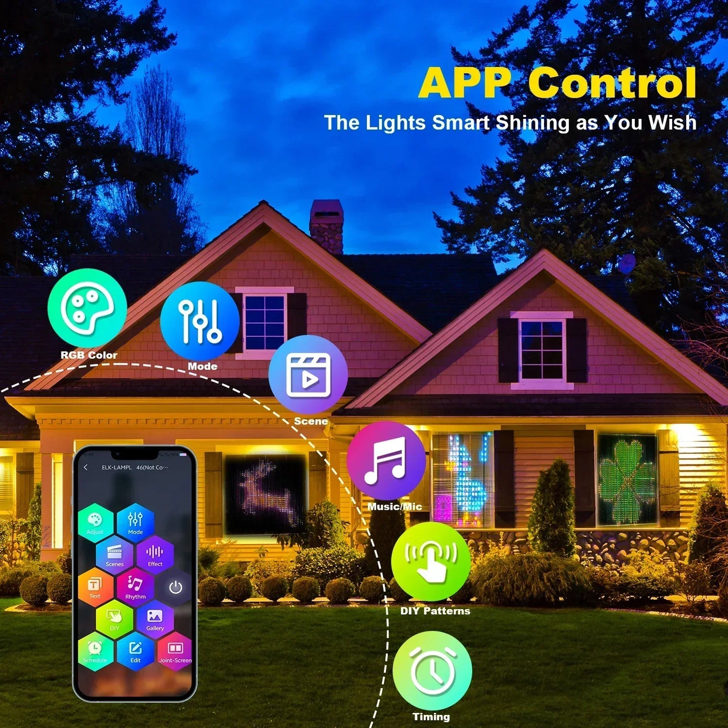 400-LED Smart Curtain Lights RGB Bluetooth App Fairy String Lights for Bedroom & Window Decoration