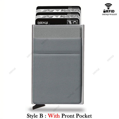 RFID Credit Card Holder for Men, Thin Slim Luxury Metal Mini Minimalist Wallet, Bank & ID Cardholder Case