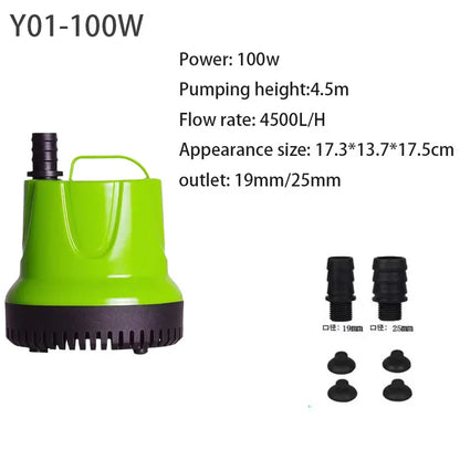 Submersible Water Pump – Ultra-Quiet for Fish Tanks, Ponds, Hydroponics, Fountains, 6W-100W, 110V-220V