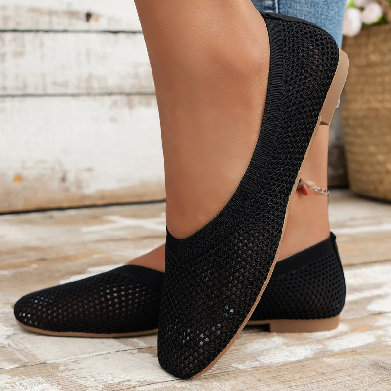 Women’s Mesh Knitting Loafers – Casual Summer Flats & Sport Sneakers, Lightweight Walking & Running Shoes