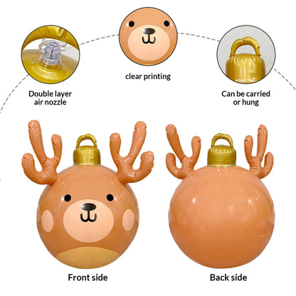 Inflatable Antler Christmas Ball – Giant PVC Ornament for Xmas Tree Decoration and Holiday Gifts