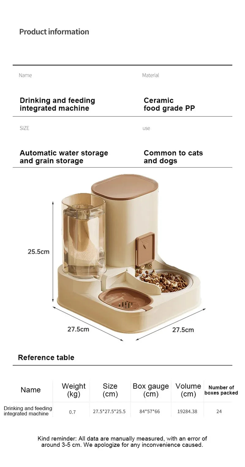 Automatic Cat Feeder & Water Dispenser – Large Capacity Dry & Wet Food Container